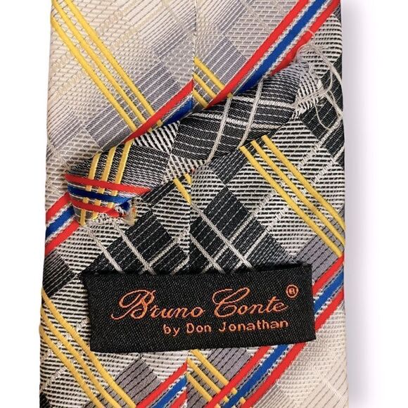 Bruno Conte Plaid Multicolor Big & Tall Extra Long Tie - Picture 3 of 4